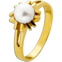 Perlenring Gold 585 14K  Akoyaperle Antikschmuck