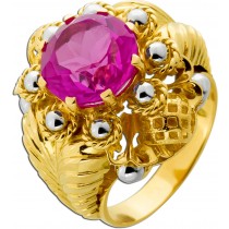 Turmalin Ring Gold 750 18K Pink Korund Antikschmuck