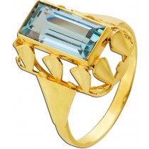 Aquamarin Ring 3ct Gold 585 14K blauer Edelstein Antikschmuck