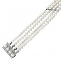 Perlenkette 50cm Weißgold 585 14K Akoyaperlen Antikschmuck