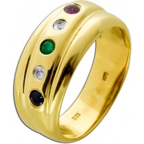Saphir Ring Gold 333 8 Karat Smaragd Rubin Diamanten 0.01ct