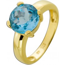 Solitärring Gold 333 8K ozeanblauer Blautopas Edelstein 4.30ct. 