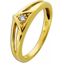 Solitärring Gold 585 14 Karat Diamant 0.03ct TW VVS 