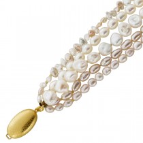 5-Reihige Perlenkette 50cm Gold 750 18K Süßwasser Keshiperlen 