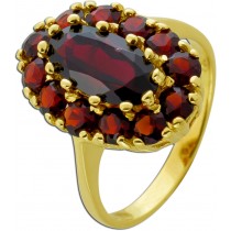 Granat Ring Gelbgold 333 8K Böhmische rote Edelsteine 4.62ct.