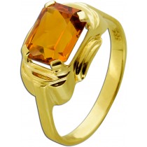 Citrin Ring Gold 585 14K gelber Edelstein Antikschmuck