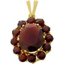 Granat Anhänger Gold 333 8K rote Edelsteine Antikschmuck