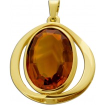 Citrin Anhänger Gold 585 14K gelber Edelstein Antikschmuck