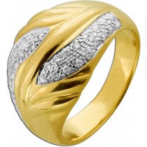 Brillant Ring Gelbgold Weißgold 750 18K Diamanten 0.44ct Yin Yang