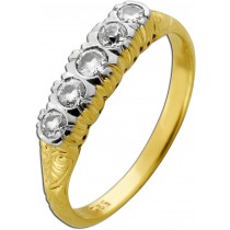 Memoire Ring Gold 585 Weißgold 14K Diamanten Antikschmuck