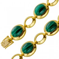 Malachit Armband Gold 585 14k grüne Edelsteine 45ct
