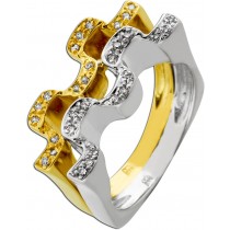 Designerring 585 14k Gelbgold Weißgold Diamanten 0.32ct. Traumunikat