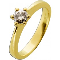 Solitärring Verlobungsring Gold 585 14K Brillant Champagner 0.44ct.