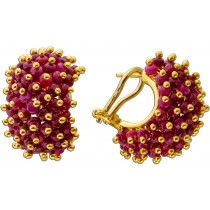 Rubin Creolen Gold 750 18K rote Edelsteine Antikschmuck 