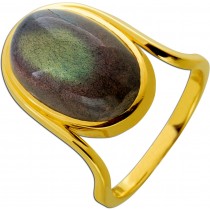 Labradorit Ring Gold 750 18 Karat grau brauner Edelstein 14.83ct