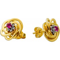 Rubin Ohrstecker Gold 750 Endlos 18K AntikschmuckEndless