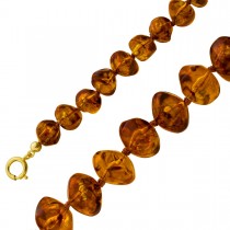 Bernsteinkette 58cm vergoldet braune Edelsteine Antikschmuck