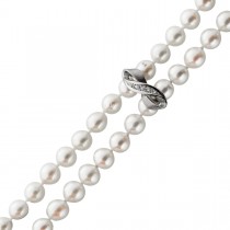 Akoyaperlen Kette Weißgold 585 Diamanten 124cm. Perlen 7mm endlos