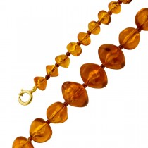 Bernsteinkette vergoldet braune Edelsteine Antikschmuck