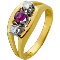 Rubinring Gold 585 14K Brillanten Antikschmuck