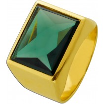 Siegelring Gold 585 14K grüner synt. Turmalin 5.94ct