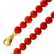Korallenkette Gold 750 18K rote Sardische Korallen Antikschmuck