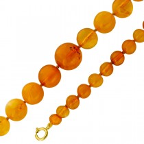 Bernsteinkette Gelbgold vergoldet Butterscotch Edelsteine Antikschmuck