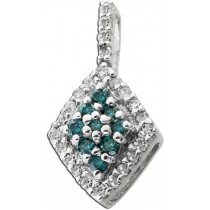 Diamantanhänger Weissgold 585 14K blaue weiße Diamanten