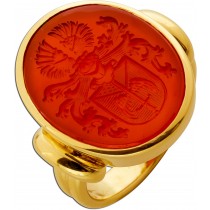 Siegelring Gold 585 14K rostroter Karneol Edelstein 11.8ct. Antikschmuck