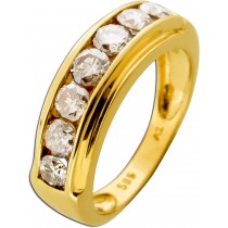 Memoire Ring Gold 585 14 Karat Brillanten 1.05ct Champagner Light