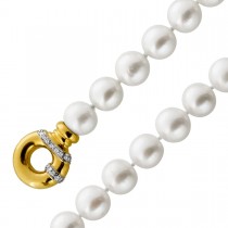 Perlenkette Edison Perlen 9.9-9.4mm Gold 750 Brillanten
