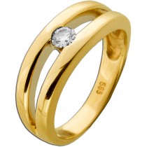 Solitärring Gold 585 14 Karat Brillant Diamant 0.12ct 