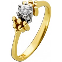 Solitärring Gold 585 14 Karat Brillant 0.18ct Lupenrein Antikschmuck