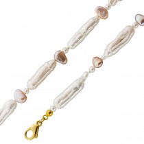 Perlenkette 48cm japanische Biwaperlen Gold 585 14 Karat