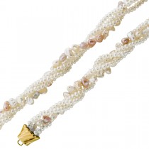 Perlenkette 44cm japanische Biwaperlen 8-4mm Gold 585 14K