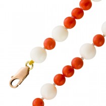 Korallenkette 45cm Gold 333 8K  Angel Skin Sardischen Korallen Antikschmuck