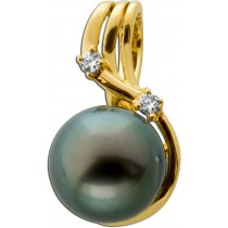 Tahitiperlen Anhänger Gold 585 14K Brillanten 0.06ct