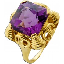 Amethystring Gelbgold 585 lila Amethyst Edelstein 10.00ct. Asscher Cut