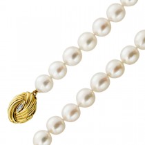 Akoya Perlenkette Japan 7.9-7.5mm Gelbgold 585 Diamanten 0.02ct.TW/SI