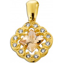 Citrin Anhänger Gold 585 14K gelber Edelstein 5ct Brillanten 0.24ct