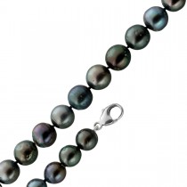 Perlen Kette 45cm Tahiti Perlen 12-10.2mm anthrazit rose pink Silber 925