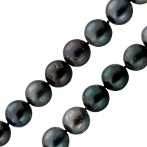 Tahiti Perlenkette 46cm 12-10mm anthrazit schwarz Silber 925 