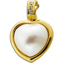 Herzanhänger Gold 585 Mabe Perle Brillanten 0.06ct 