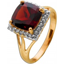 Granatring Rosegold 375 9K roter Almandin 7.2ct weiße Topase 0.48ct