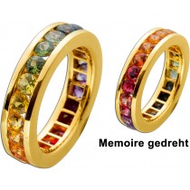 Memoire Ring Gold 750 18 Karat bunte Saphire 5.7ct