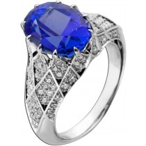 Tansanitring Weißgold 750 18K blauer Edelstein 7ct Brillanten 1.50ct