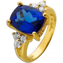 Tansanitring Gold 750 18K blauer Zoisit Edelstein 7ct Brillanten 0.55ct