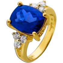 Tansanitring Gold 750 18K blauer Zoisit Edelstein 7ct Brillanten 0.55ct