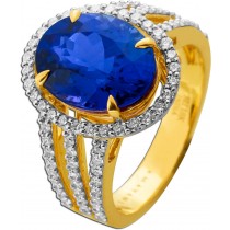 Tansanitring Gold 750 18K blauer Edelstein 5.7ct Brillanten 0.80ct