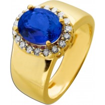 Tansanitring Gold 585 14K blauen Edelstein 3.8ct Brillanten 0.55ct